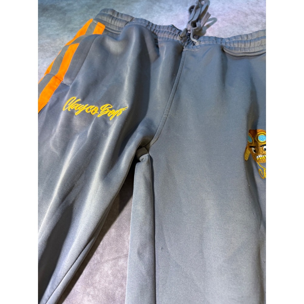 Rebel Minds Clayco Boys Track Pants Gray Orange Reflective Stripe Mens Large - Picture 6 of 7